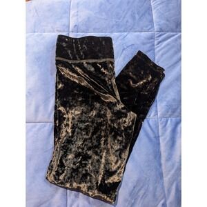 PINK Victoria's Secret Ultimate Crushed Velvet Velour Leggings Black - Size L